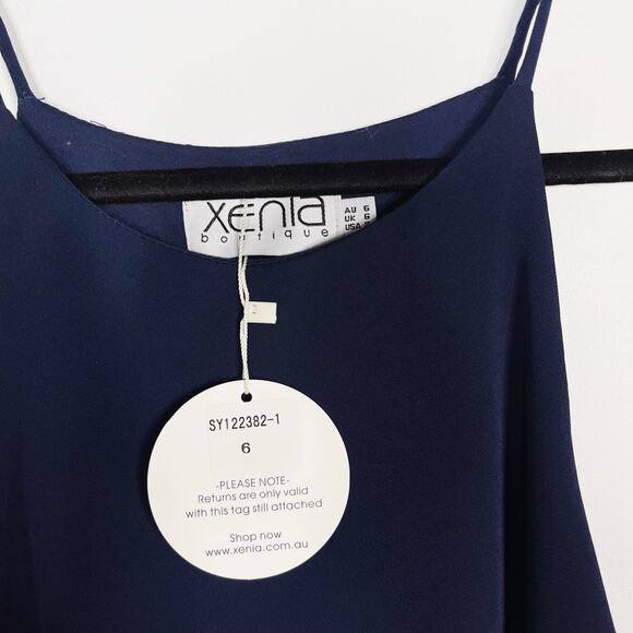 New Xenia Boutique US 2 Navy Blue Hello Molly Sleeveless Shift Dress Cocktail - Picture 8 of 11
